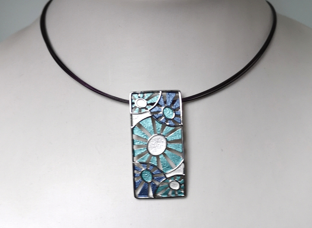 Bild 1 von Halskette  Collier Blüten  blau Türkis