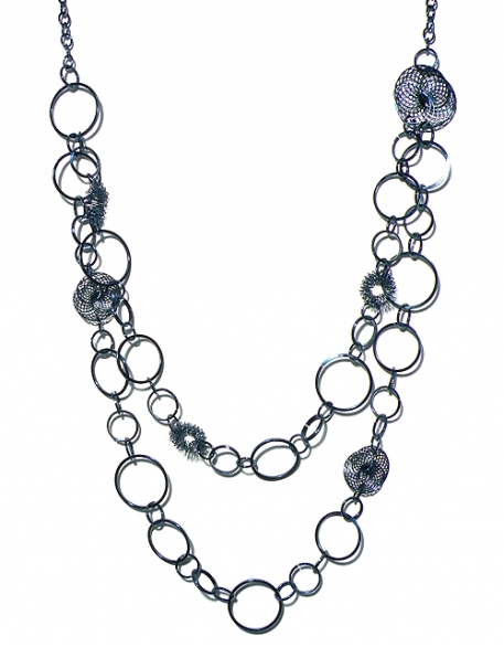 Bild 1 von  Lange Halskette 2 - reihig stahlblau 