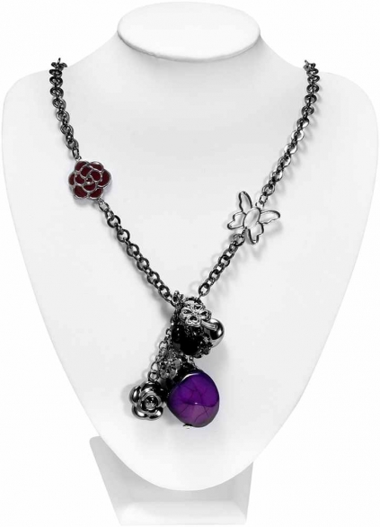 Bild 1 von Lange Halskette mit Schmucksteinen in lila