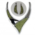 Halskette + Ohrstecker  silber und grün im Set