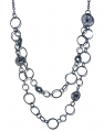  Lange Halskette 2 - reihig stahlblau 